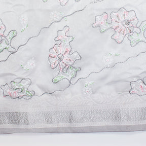 Beaded Floral Embroidery On Two Yarn Linen Fabric SV581214 2