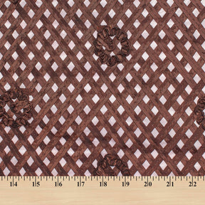 Black Trellis Rosette Ribbon On Pink Taffeta Fabric SV580940 Pink 2