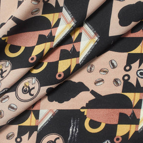 Coffee House Geometric Abstract Printed Silk Georgette Fabric SV582040 1