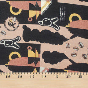 Coffee House Geometric Abstract Printed Silk Georgette Fabric SV582040 3