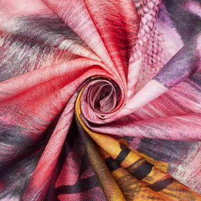Watercolor Lily Abstract Floral Printed Cotton Broadcloth Fabric SV581744 Pink 2
