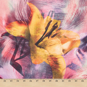 Watercolor Lily Abstract Floral Printed Cotton Broadcloth Fabric SV581744 Pink 3