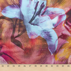 Watercolor Lily Abstract Floral Printed Cotton Broadcloth Fabric SV582022 Violet 3