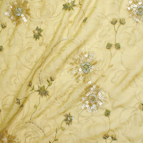 Aster Sequin Beaded Floral Embroidery On Chiffon Fabric SV581758 1
