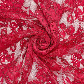 Corded Floral Embroidery On Mesh Fabric SV581066 Red 2