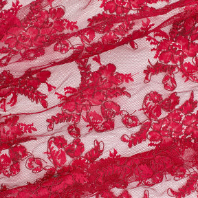 Corded Floral Embroidery On Mesh Fabric SV581066 Red 3