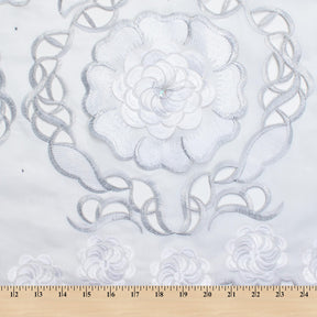 Beaded Sequin Flowers With Rhinestones On Double Voile Fabric SV581610 3