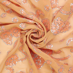 Floral Vine Resin Dots With Glitter On Chiffon Fabric SV581655 3