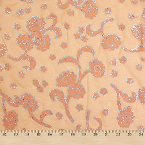 Floral Vine Resin Dots With Glitter On Chiffon Fabric SV581655 4