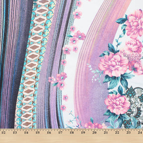 Floral Stripe Damask Printed Cotton Broadcloth Fabric SV581745 3