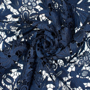Bell Flower Guipure French Venice Lace Fabric SV581966 Navy Blue 2