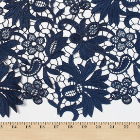 Bell Flower Guipure French Venice Lace Fabric SV581966 Navy Blue 3