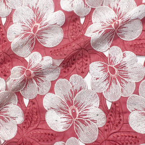 Floral Petals Leaf Embroidery With Rhinestones On Voile Lace Fabric SV582049 1