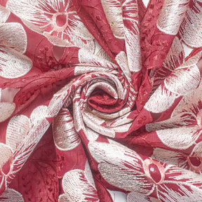 Floral Petals Leaf Embroidery With Rhinestones On Voile Lace Fabric SV582049 2