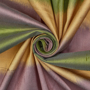 Multicolored Striped Silk Dupioni 54 Inch Fabric SV581528 Green / Gold / Mauve 2