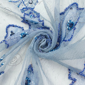 Beaded Chemical Embroidery On Crushed Voile Fabric SV581652 2