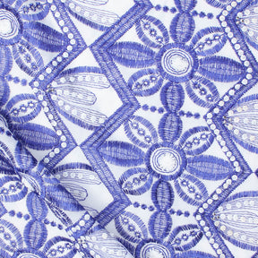 Daisy Floral Beaded Eyelet Embroidery On Voile Fabric SV581986 1