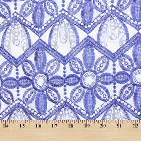 Daisy Floral Beaded Eyelet Embroidery On Voile Fabric SV581986 3