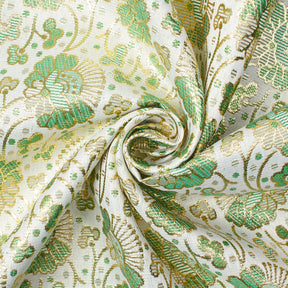 Lucky Clover Floral Metallic Satin Jacquard Fabric SV581242 2