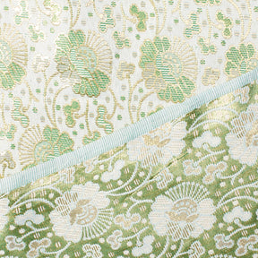 Lucky Clover Floral Metallic Satin Jacquard Fabric SV581242 3