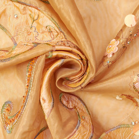 Double Layered Embroidery Pearl With Sequin On Organza Fabric SV581980 Peach 2