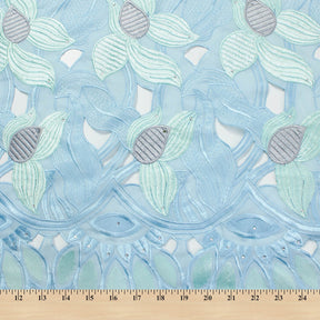 Floral Rhinestone Embroidered Petals On Voile Fabric SV581634 4