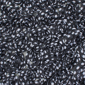 Polka Dot Rosette On Mesh Fabric SV580991 Black / White 1