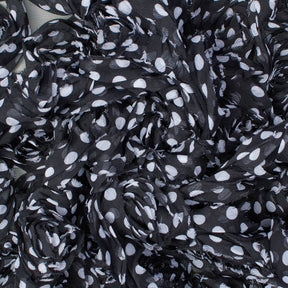 Polka Dot Rosette On Mesh Fabric SV580991 Black / White 2