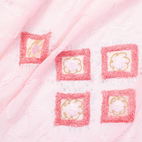 Geometric Floral Embroidery On Georgette Fabric SV581234 Pink 1
