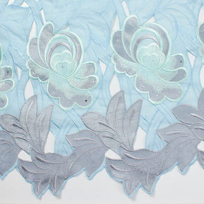 Rhinestone Floral Embroidery On Eyelet Voile Fabric SV581590 2