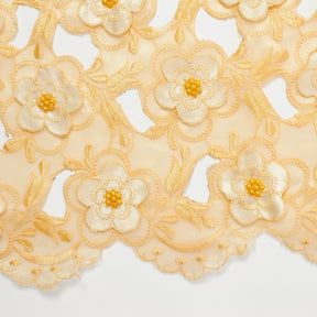 Brown Floral Embroidery On Grey Organza Lace Fabric SV581182 Yellow / Yellow 3