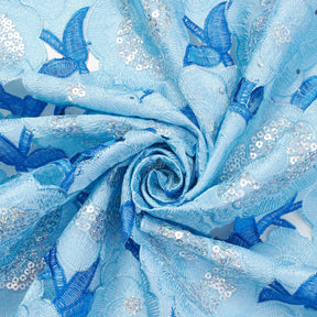 Floral Organza Embroidery Lace With Sequins Fabric SV576356 Turquoise 2