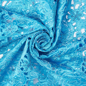 Corded Floral Beads And Sequins On Satin Fabric SV581219 3