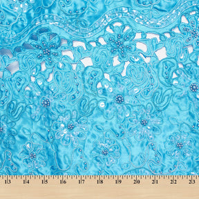 Corded Floral Beads And Sequins On Satin Fabric SV581219 4