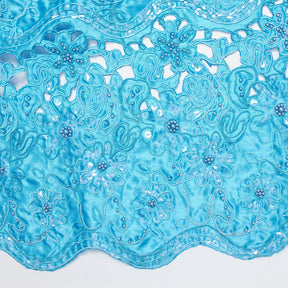 Corded Floral Beads And Sequins On Satin Fabric SV581219 2