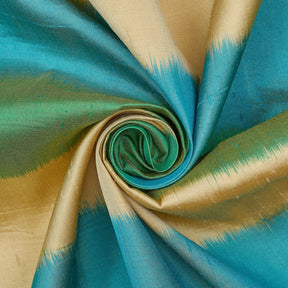 Multicolored Striped Silk Dupioni 54 Inch Fabric SV581536 Green / Gold / Blue 2