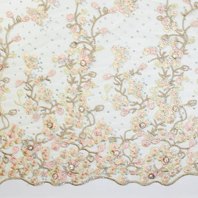 Diamond Rhinestone Floral Embroidery On Mesh Fabric SV581583 2