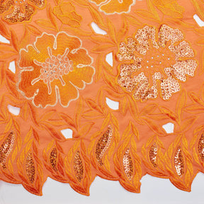 Floral Organza Embroidery Lace With Sequins Fabric SV576130 Orange 2