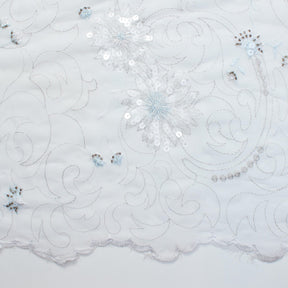 Floral Vine Metallic Embroidery Beaded Georgette Lace Fabric SV576145 White 2