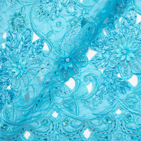 Floral Beaded Embroidery With Sequins And Cording On Organza Fabric SV581218 1