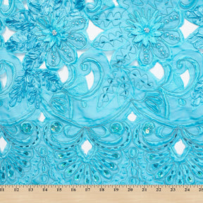 Floral Beaded Embroidery With Sequins And Cording On Organza Fabric SV581218 4