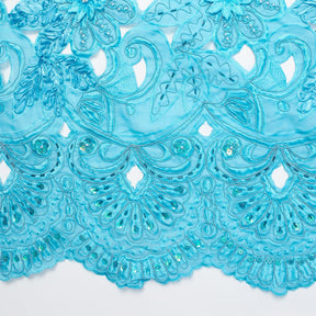 Floral Beaded Embroidery With Sequins And Cording On Organza Fabric SV581218 2