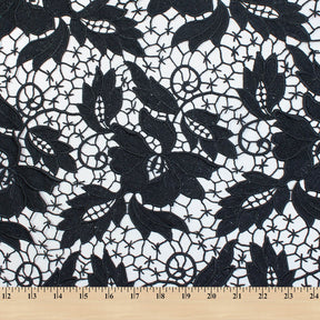 Floral Vine Guipure French Venice Lace Fabric SV581276 Black 4