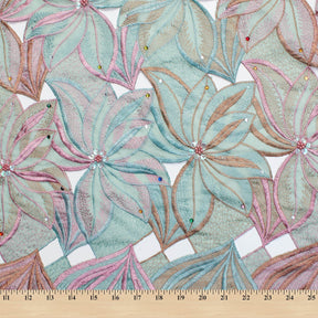 Beaded Floral Embroidery With Rhinestones Sequins On Mesh Fabric SV581201 3
