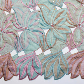Beaded Floral Embroidery With Rhinestones Sequins On Mesh Fabric SV581201 4
