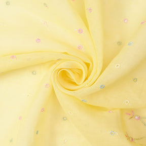 Dotted Floral Embroidery On Voile Fabric SV581198 Yellow 2