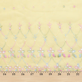 Dotted Floral Embroidery On Voile Fabric SV581977 Peach 4