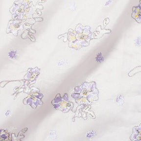 Silver Floral Beaded Embroidery On Organza SV582023 Lavender 1