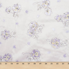 Silver Floral Beaded Embroidery On Organza SV582023 Lavender 3