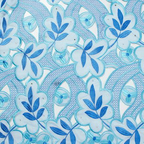 Rhinestone Floral Leaf Geometric Embroidered Voile Lace Fabric SV581663 2